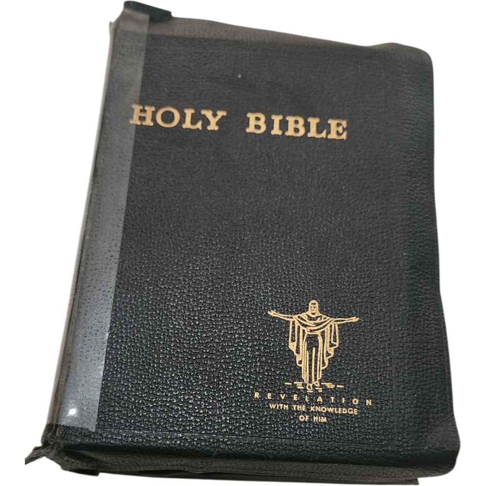 Vintage 1947 Holy Bible Spencer‎ Press Large Type Red Letter Thumb Index Black